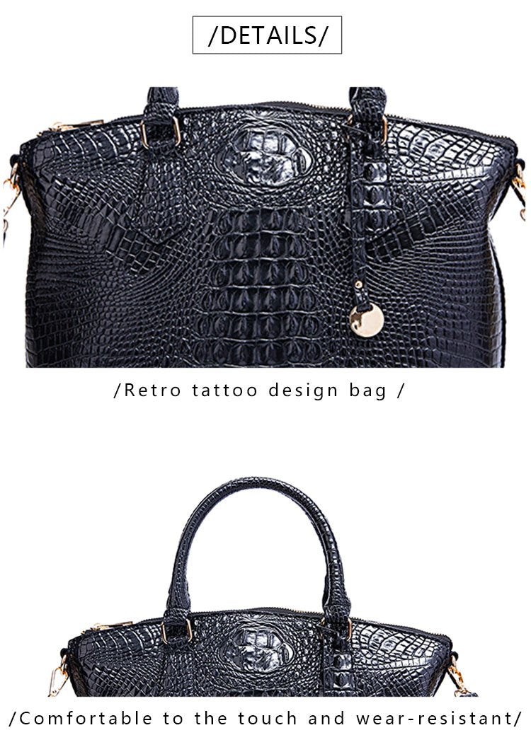 Fashion-Forward Crocodile Pattern Tote Bag - Double Handle Work Purse with Secure Zipper Closure - Perfect for Stylish, Professional Women - A Trendy Daily Accessory