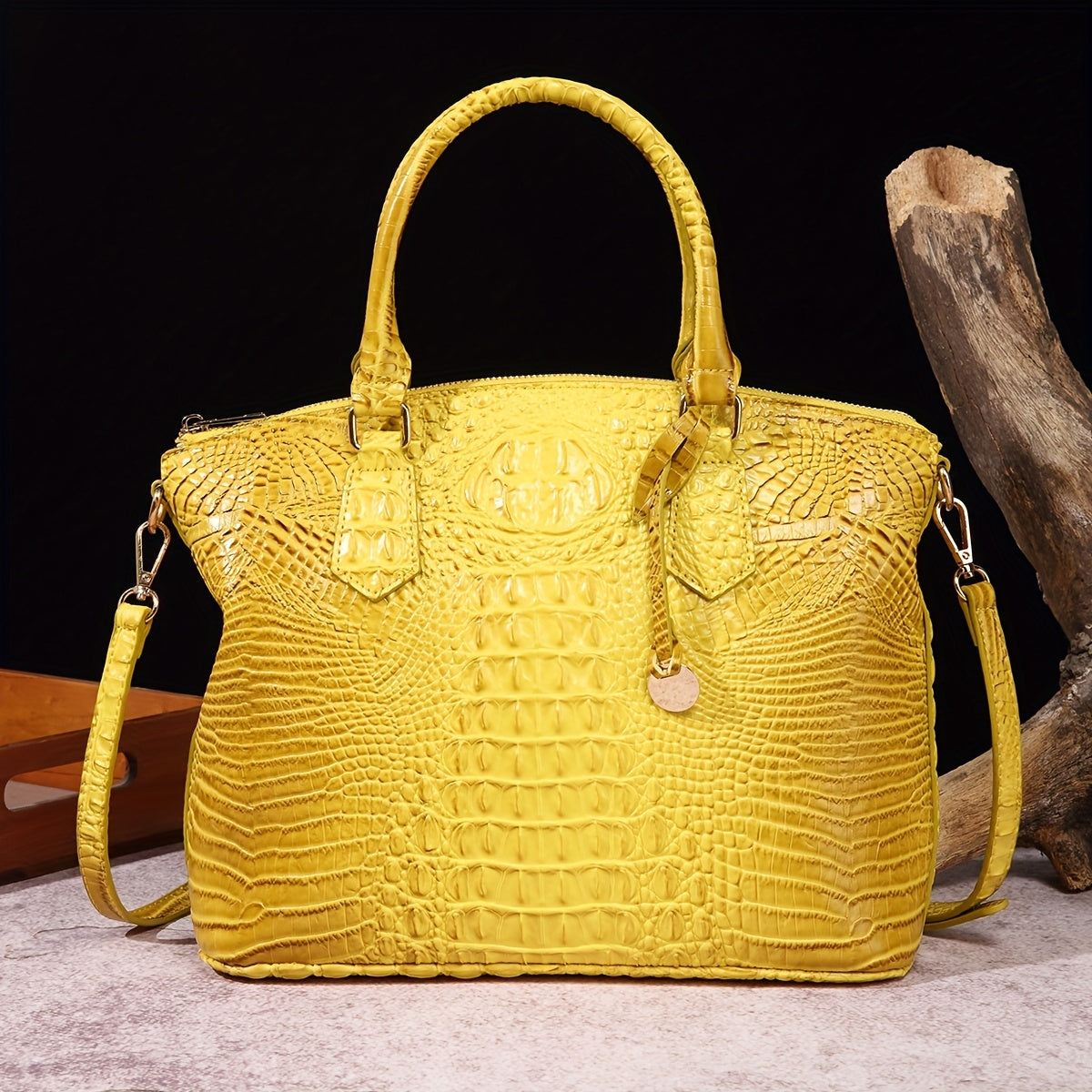 Fashion-Forward Crocodile Pattern Tote Bag - Double Handle Work Purse with Secure Zipper Closure - Perfect for Stylish, Professional Women - A Trendy Daily Accessory