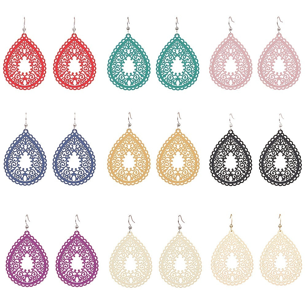 Enchanting Bohemian Dangle Earrings - Vibrant Waterdrop Shapes in Multicolor - Eye-Catching Party Fashion Ornaments for Women