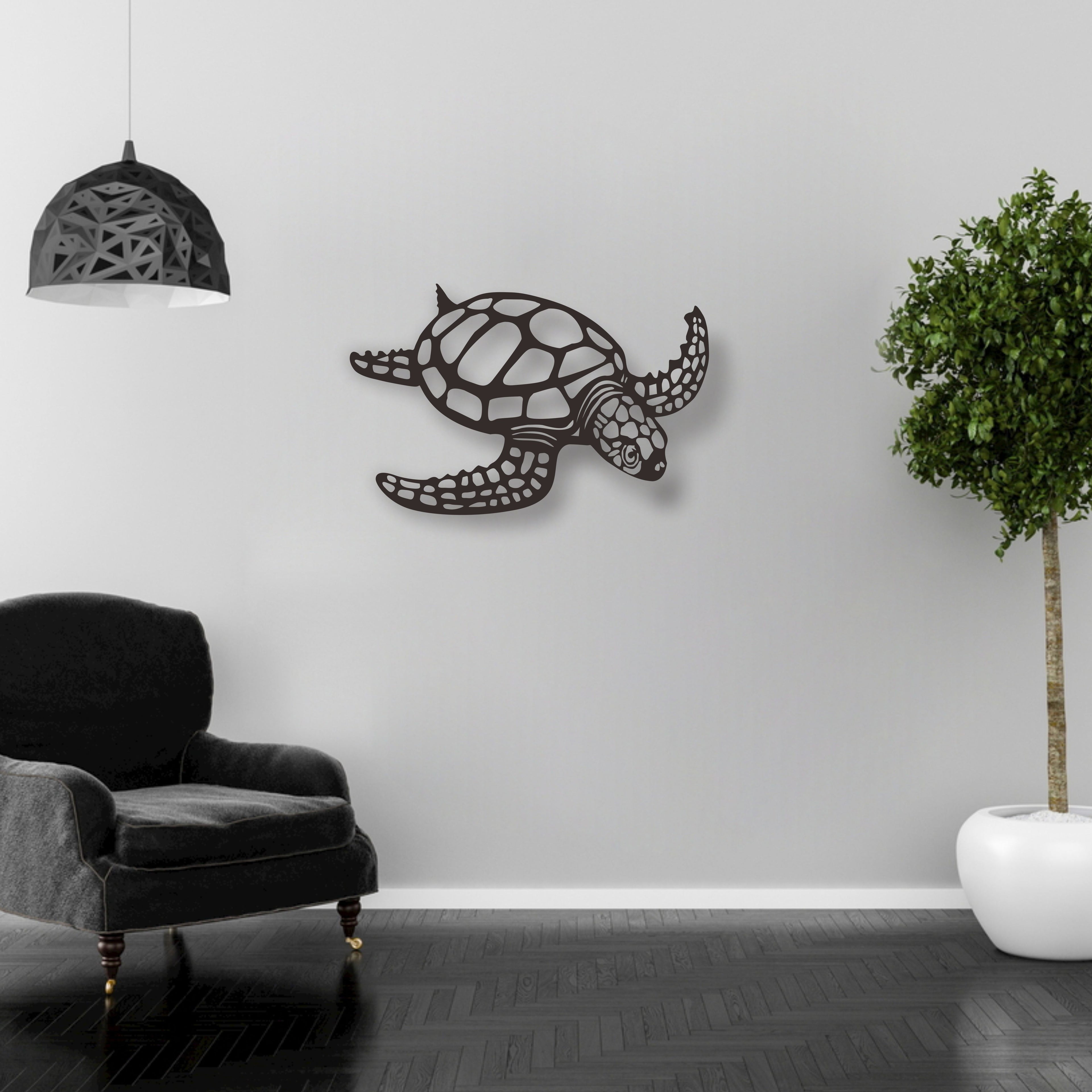 Les fabricants fournissent une station indépendante transfrontalière Art mural doré Tortue de mer Artisanat en métal doré Décorations de salon d'intérieur