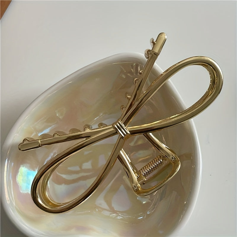 1 Pack Temperament Cold Wind Bow Hair Clip Back Of The Head Dish Hair Simple Fashion Shark Clip All-match Hair Accessories
