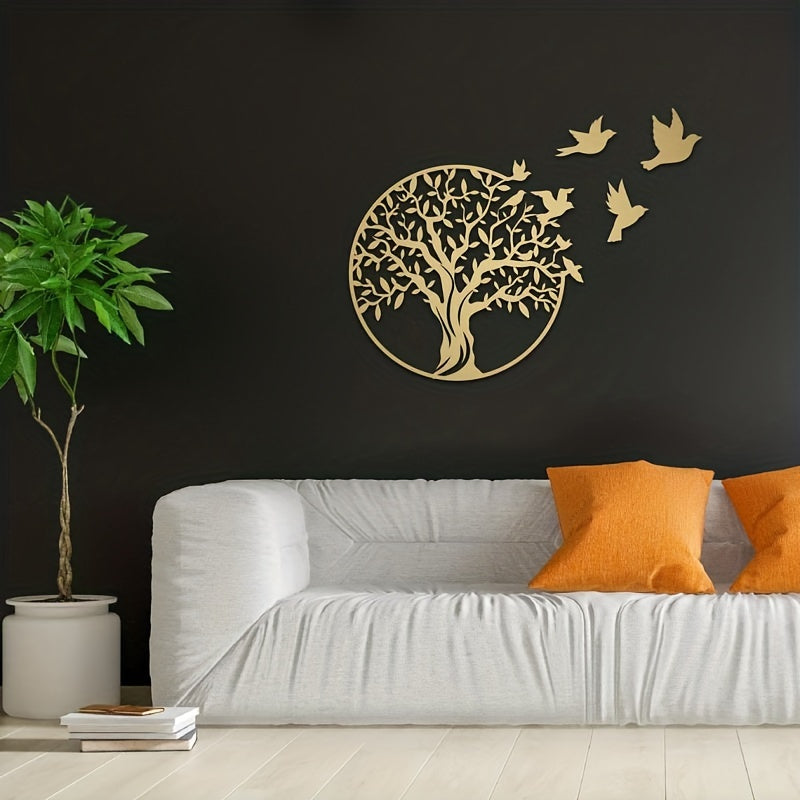Décoration murale en métal Arbre de vie – Décoration de cour extérieure et cadeau pour la maison pour les anniversaires et plus encore