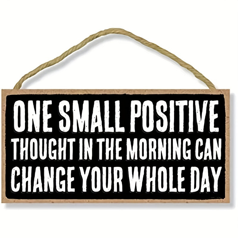 [One Small Positive Wooden Sign] 1pc Strictly Selected Material, Good Production, Funny One Small Positive Idea Can Change Your New Day To Start Hanging, Wall Art Hanging, Decorative Wooden Sign Home Decoration Crafts Small G