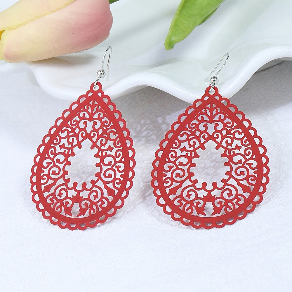 Enchanting Bohemian Dangle Earrings - Vibrant Waterdrop Shapes in Multicolor - Eye-Catching Party Fashion Ornaments for Women