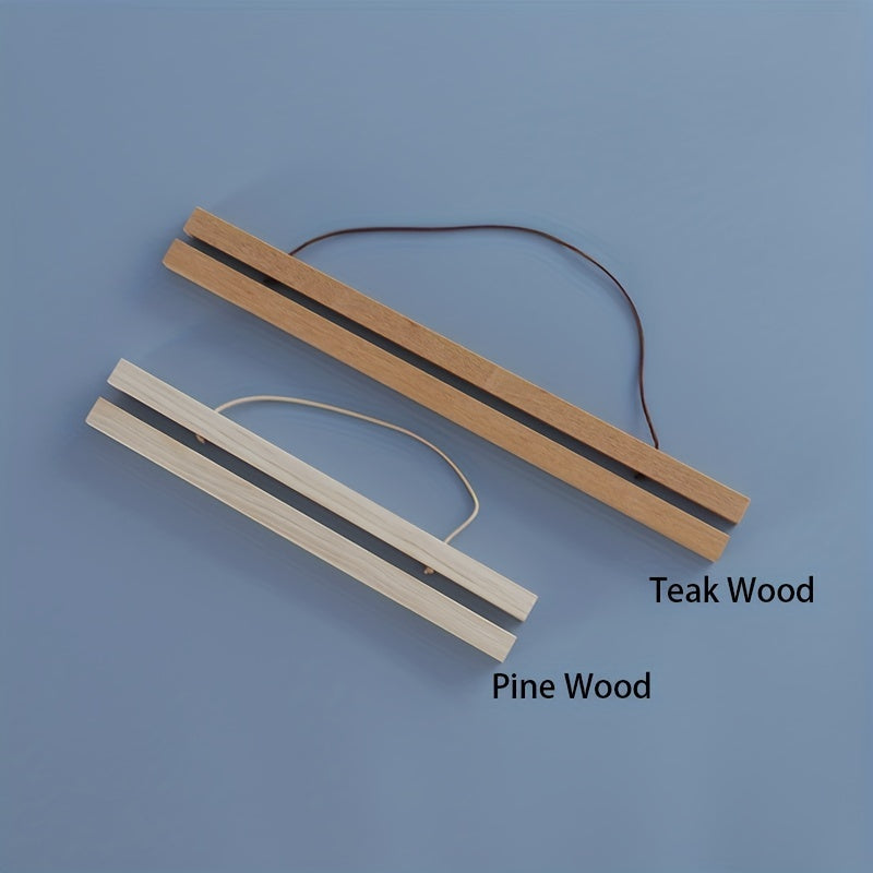 1pc Magnetic Wood Poster Hanger Frame, Teak Pine For Photos Scrolls, Picture Canvas Paintings Artwork Magnet Frames Wall Art Decor, Room Decor, Home Décor