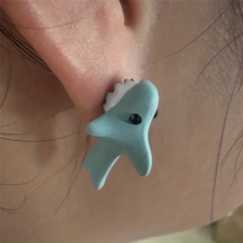 Charming Metal Cartoon Animal Earrings - Cute Dinosaur, Puppy & Whale Designs for Men and Women - Perfect Party Favors & Gifts, Clay Bite, Fashion Accessories