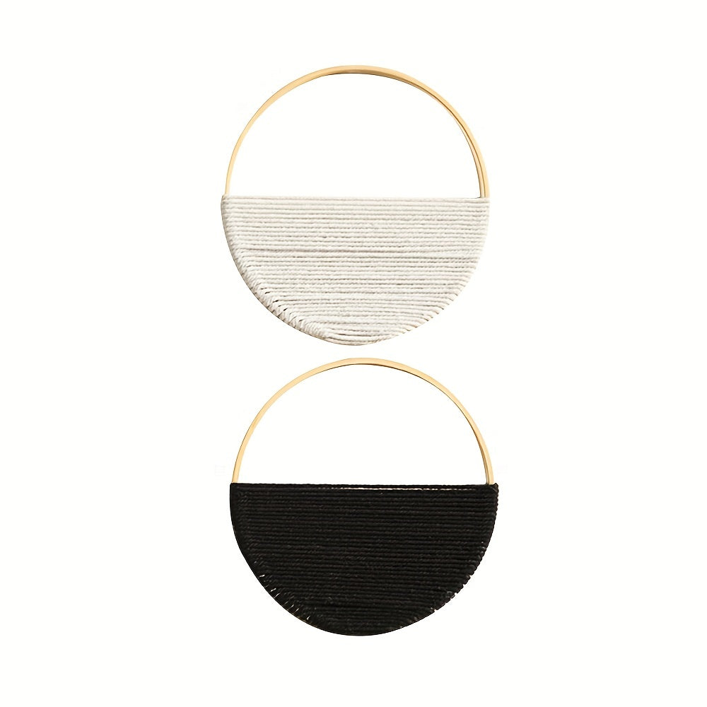 [Ensemble d'art mural circulaire minimaliste] Décoration murale bohème en macramé moderne : Ensemble d'art mural circulaire pour un look abstrait minimaliste Cadeau de Pâques