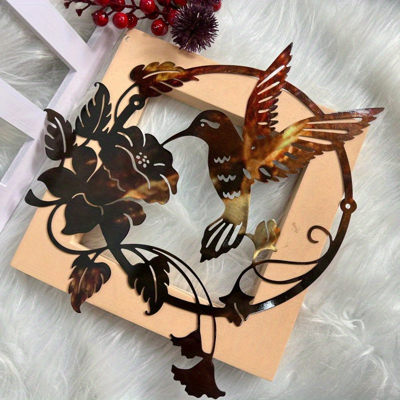 Décoration murale en métal représentant un colibri, idéale pour la décoration intérieure et extérieure