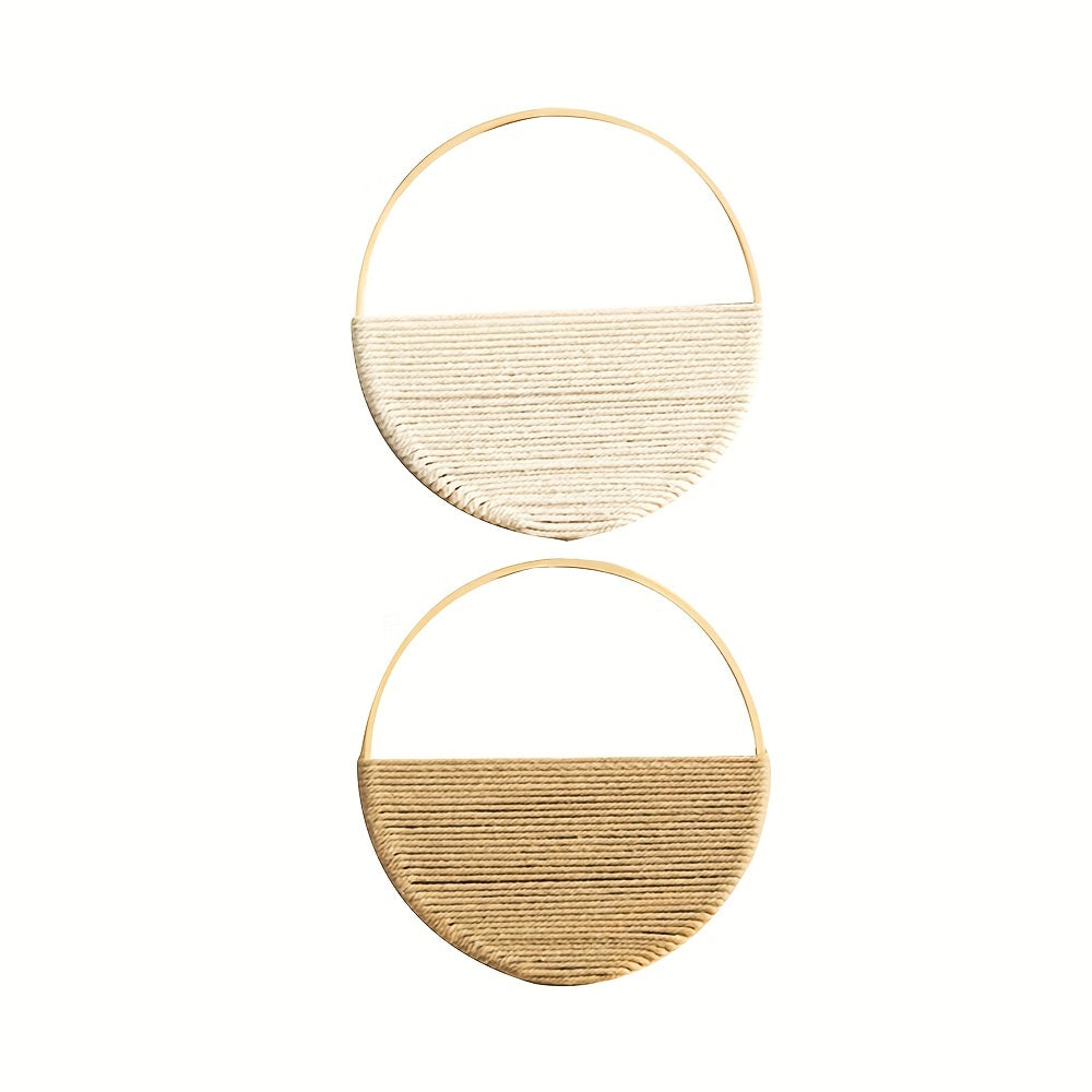 [Ensemble d'art mural circulaire minimaliste] Décoration murale bohème en macramé moderne : Ensemble d'art mural circulaire pour un look abstrait minimaliste Cadeau de Pâques