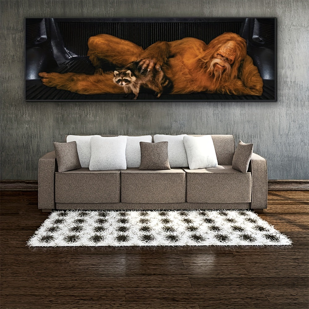 1pc Canvas Poster, Modern Art, Primitive Human Wall Art Canvas Painting, Animal Poster, Ideal Gift For Bedroom, Decor Wall Art, Wall Decor, Fall Decor, Wall Decor, Room Decoration, No Frame