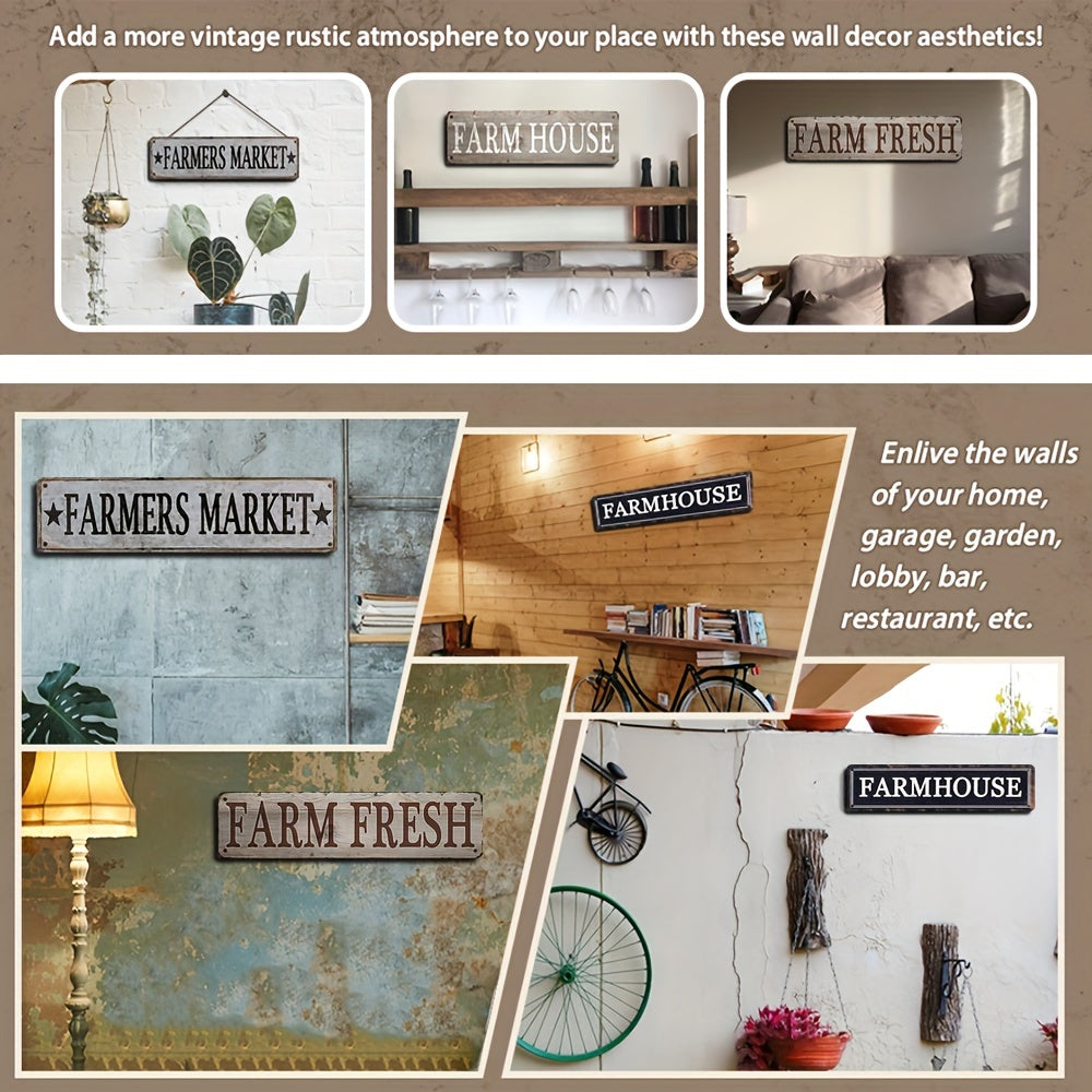 1pc Farm Fresh Retro Metal Sign - Unique Decorative Wall Art Signage for Primitive Farmhouse Kitchen Home Decor - 4x16/10cm*40cm, Versatile Room Decor for Kitchen, Room, Bar, Garage, Embracing Rustic, Retro, Vintage Style