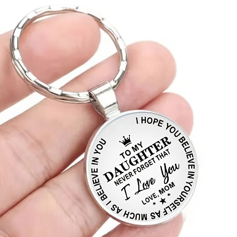 To My Daughter Stainless Steel Keychain Fashion Vintage Bag Key Chain Ornament Bag Purse Charm Accessories
