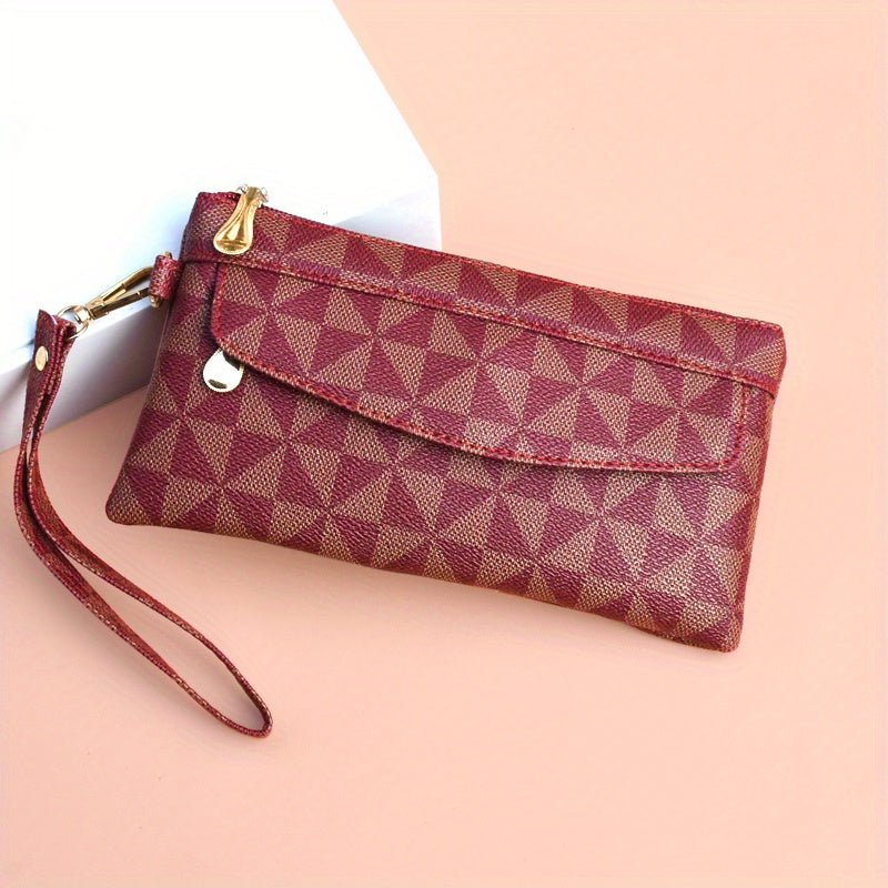Fashion-Forward Geometric Print Clutch Bag - Durable Faux Leather, Chic Square Purse with Wristlet for Women - Perfect Evening Accessory for Any Occasion