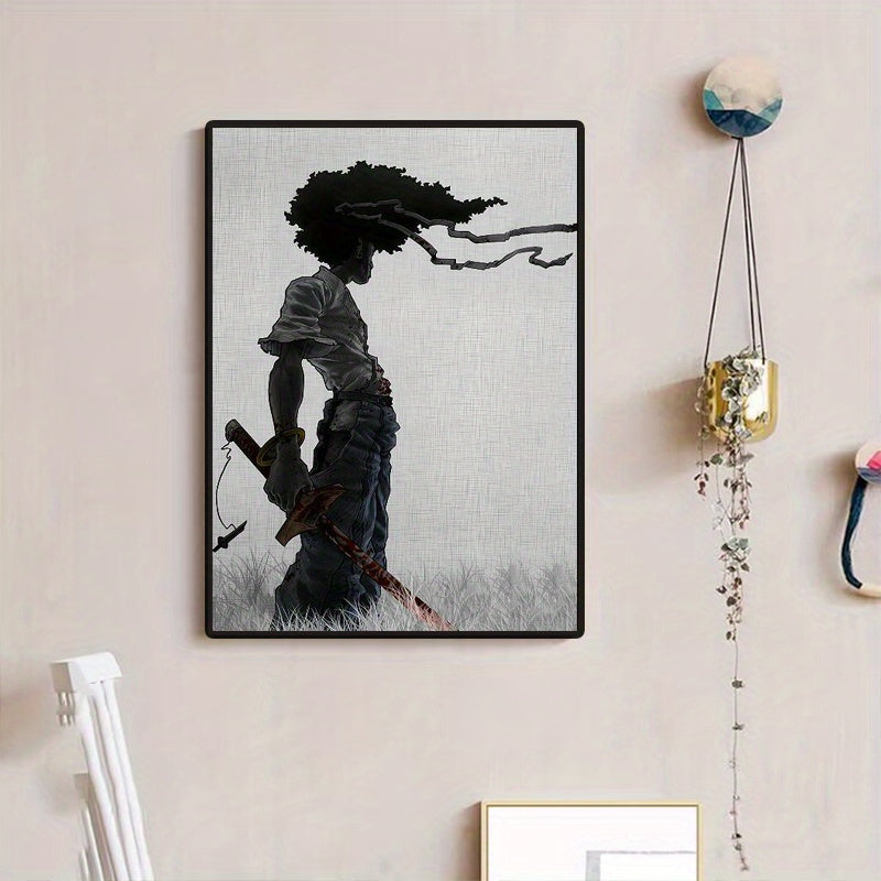 1 adet Afrika Samurayı Anime Poster, Oda Estetiği Poster, Dekorasyon Boyama, Tuval Duvar Sanatı, Oturma Odası Poster, Yatak Odası Boyama, Ev Dekoru, Çerçevesiz