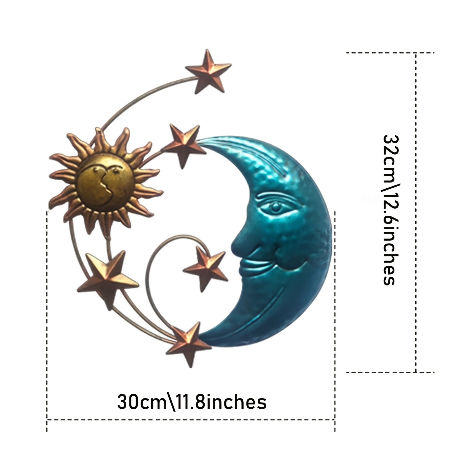1pc Metal Sun and Moon Face Wall Art for Indoor and Outdoor Decor - Perfect for Home, Balcony, Bedroom, Garden, and Office - Unique and Eye-Catching Design