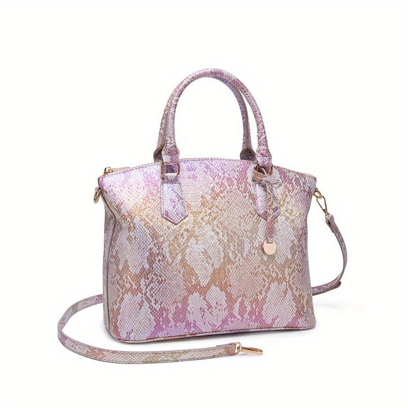Fashion-Forward Crocodile Pattern Tote Bag - Double Handle Work Purse with Secure Zipper Closure - Perfect for Stylish, Professional Women - A Trendy Daily Accessory