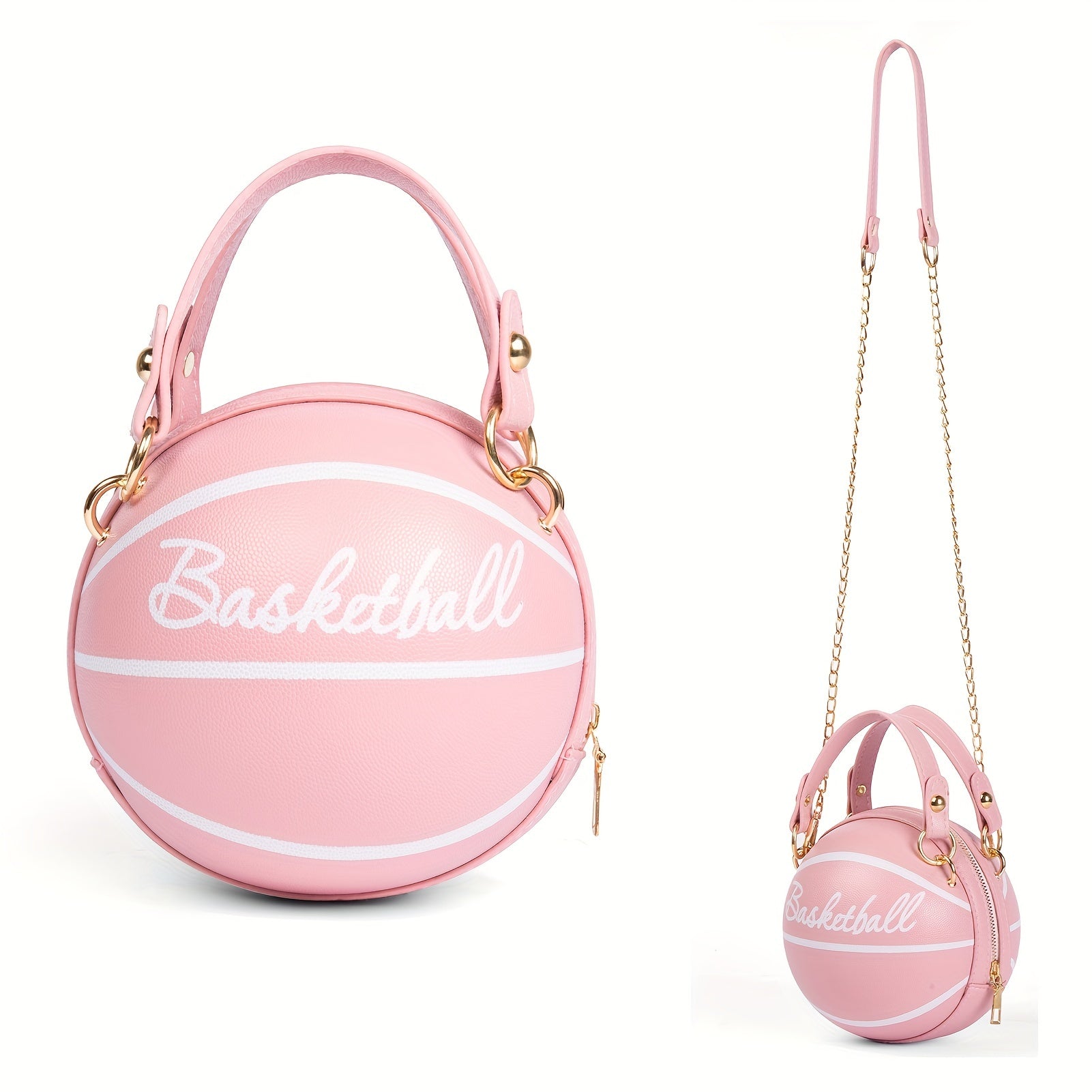 Fashion-Forward Basketball-Shaped Y2K Chain Bag - Retro-Trendy Crossbody & Shoulder Purse with Durable PU Leather, Chic Top Handle, and Adjustable Strap for Versatile Style