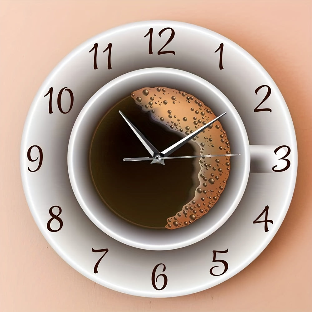 1pc Whimsical Coffee Cup Silent Wall Clock - Decorative Kitchen Wall Art, Cafe-Inspired Hanging Watch for Bedroom, Living Room, School, Birthday Party Decoration - Unique Gift Idea for Coffee Lovers
