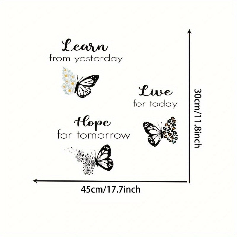 1pc Inspirational Black and White Butterfly Wall Sticker for Home Decor - Cartoon Butterfly PVC Wall Art