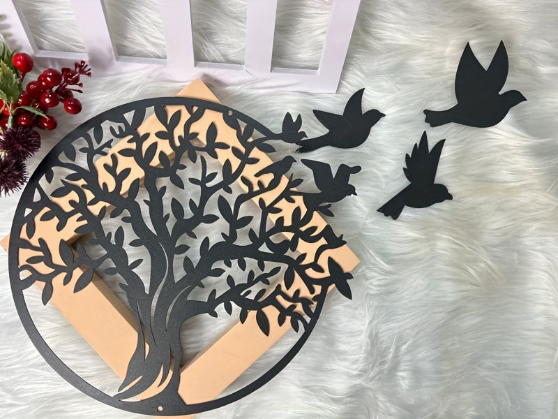 Décoration murale en métal Arbre de vie – Décoration de cour extérieure et cadeau pour la maison pour les anniversaires et plus encore