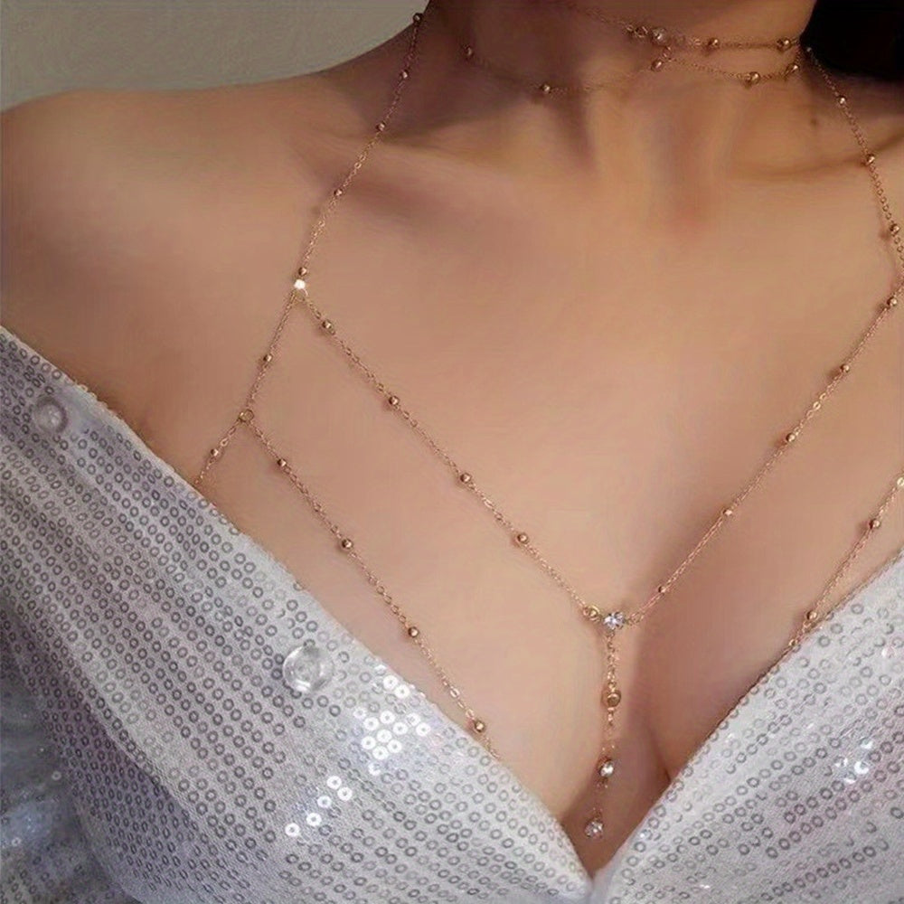 1pc Fashionable Super Glitter Women's Bra Chain Body Jewelry with Rhinestone Embellishment, Suitable for Daily Wear, Parties, Nightclubs, and Fashion Shows