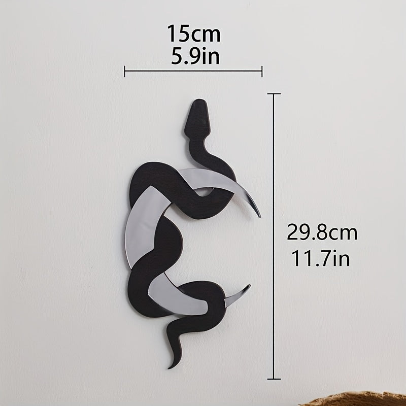 Wooden Snake And Mirror Crescent Wall Decor Earthy Room Wall Decor Floral Snake Wall Art Boho Witchy Cute Wooden Snake Decor Aesthetic For Home Living Room Bathroom Bedroom Hallway