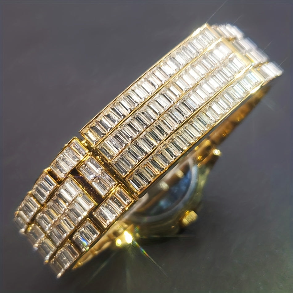 Elevate Your Style: Men's Quartz, Rhinestone-Embellished Waterproof Watch - Perfect for Fashion & Parties