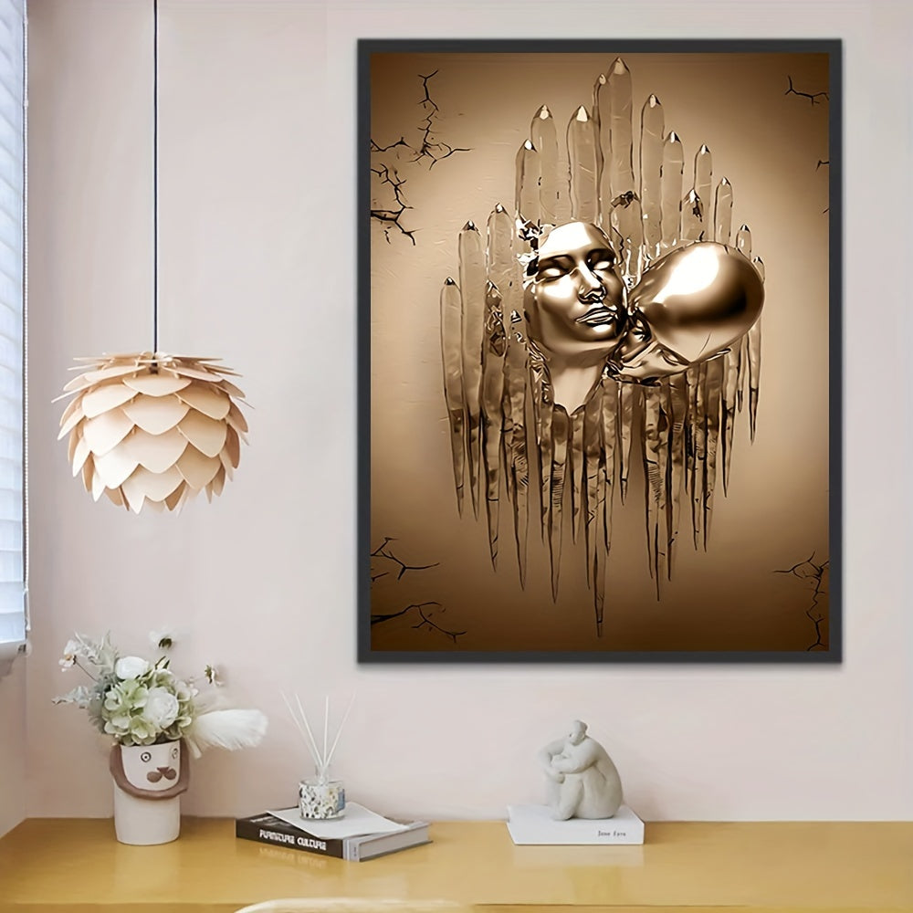 Peinture abstraite sur toile représentant un couple amoureux s'embrassant et s'embrassant - Décoration murale pour salle de bain, chambre, bureau, salon, maison - Sans cadre