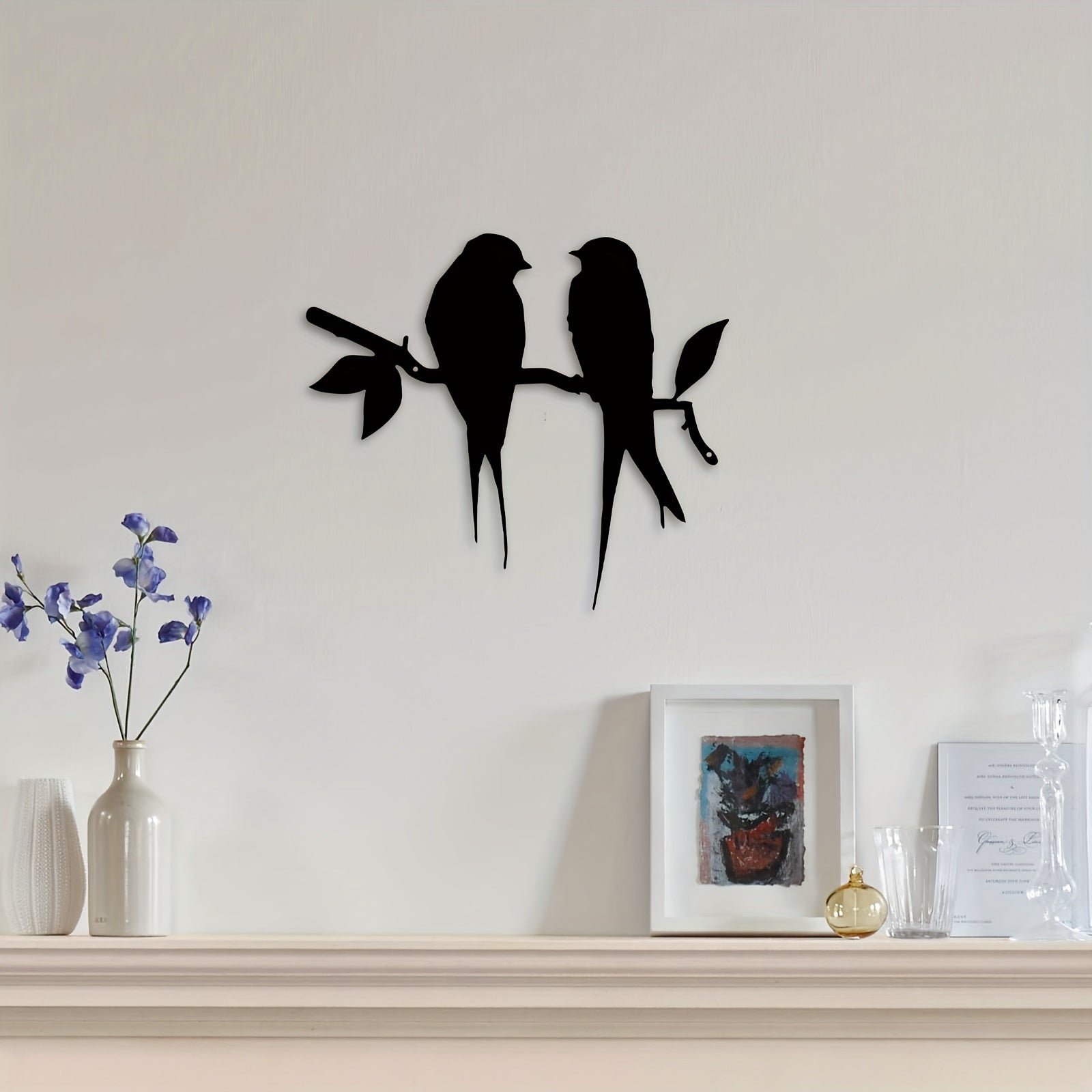 1pc Bird Branch Metal Wall Art - Decorative Ornament for Dorm, Restaurant, Bedroom, and Home Decor