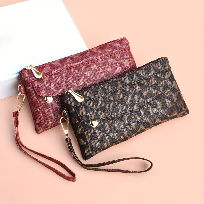 Fashion-Forward Geometric Print Clutch Bag - Durable Faux Leather, Chic Square Purse with Wristlet for Women - Perfect Evening Accessory for Any Occasion