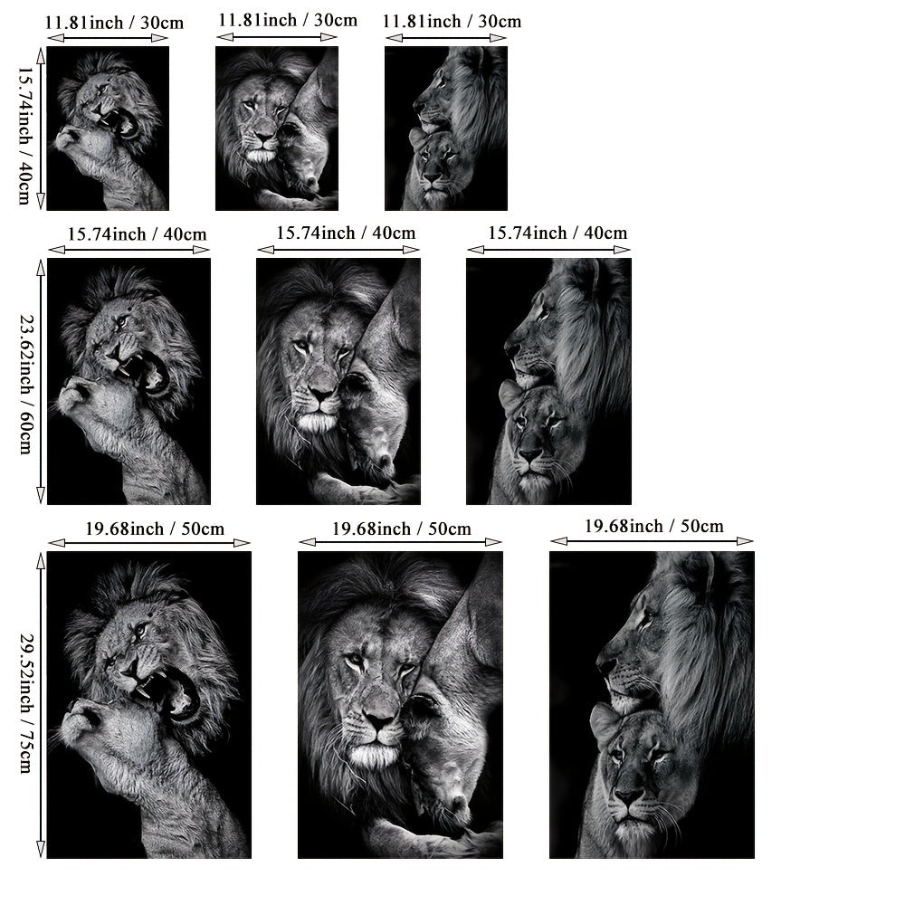 [3pcs Modern Art Canvas Poster] 3pcs Unframed Canvas Poster, Modern Art, Animal Family Poster, Lion Family Poster, Ideal Gift For Bedroom Living Room Corridor, Wall Art, Wall Decor, Winter Decor, Room Decoration
