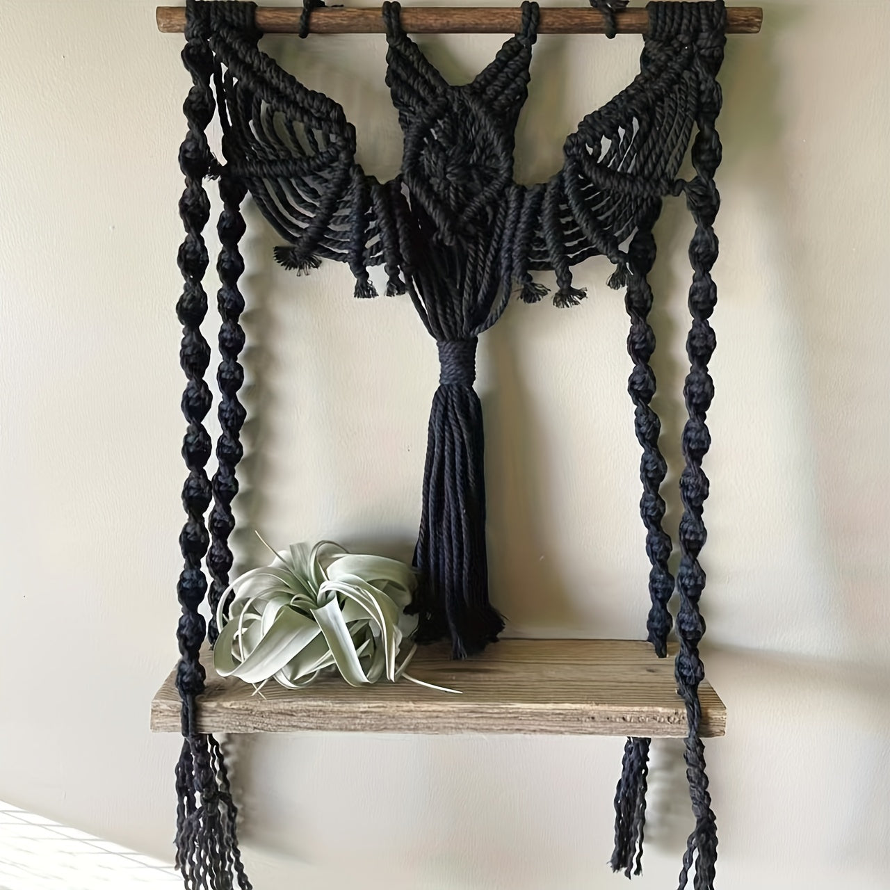 1pc Gothic Bat Decoration Wall Art Hanging Plant Rack With Lace For Room Decor, Fall Farmhouse Room Decor, Home Halloween Decor