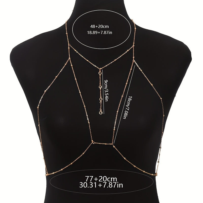 1pc Fashionable Super Glitter Women's Bra Chain Body Jewelry with Rhinestone Embellishment, Suitable for Daily Wear, Parties, Nightclubs, and Fashion Shows
