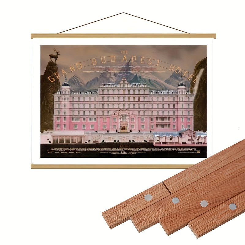 1pc Magnetic Wood Poster Hanger Frame, Teak Pine For Photos Scrolls, Picture Canvas Paintings Artwork Magnet Frames Wall Art Decor, Room Decor, Home Décor