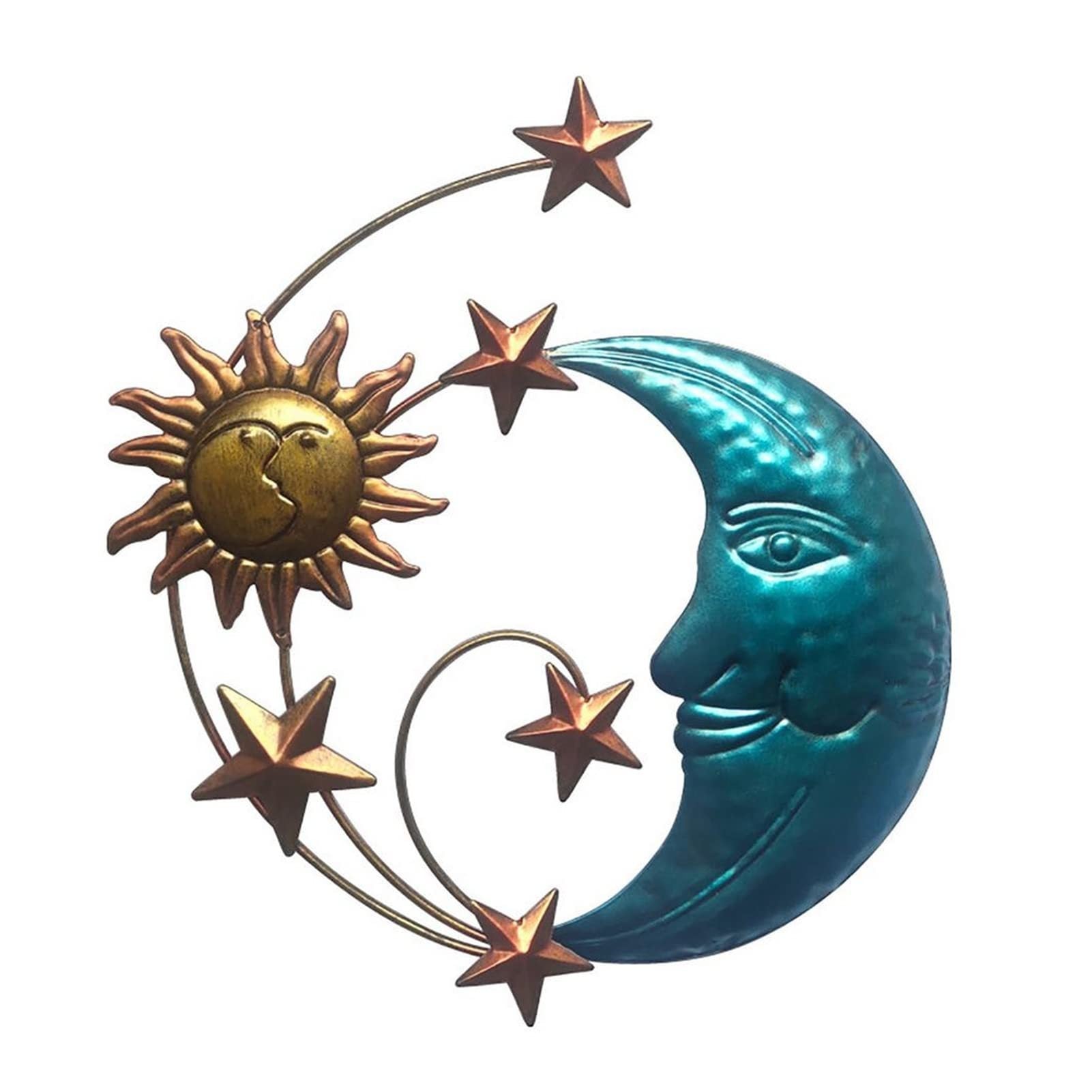 1pc Metal Sun and Moon Face Wall Art for Indoor and Outdoor Decor - Perfect for Home, Balcony, Bedroom, Garden, and Office - Unique and Eye-Catching Design