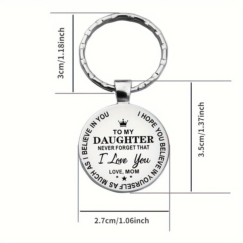 To My Daughter Stainless Steel Keychain Fashion Vintage Bag Key Chain Ornament Bag Purse Charm Accessories