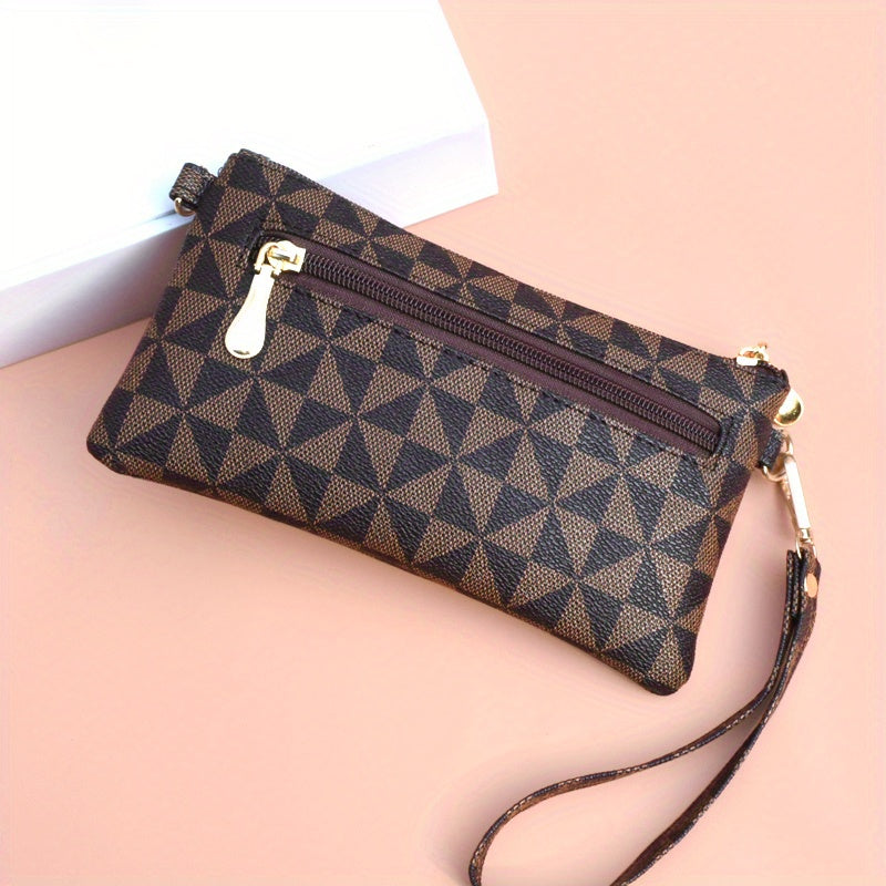 Fashion-Forward Geometric Print Clutch Bag - Durable Faux Leather, Chic Square Purse with Wristlet for Women - Perfect Evening Accessory for Any Occasion