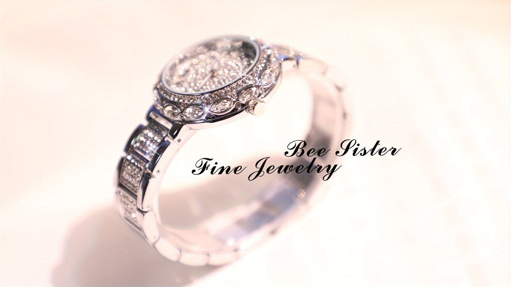 Radiant Quartz Womens Bracelet Watch - Sparkling Rhinestone Inlaid, Roman Numeral Dial, Elegant & Chic Design for Fashion-Forward Ladies