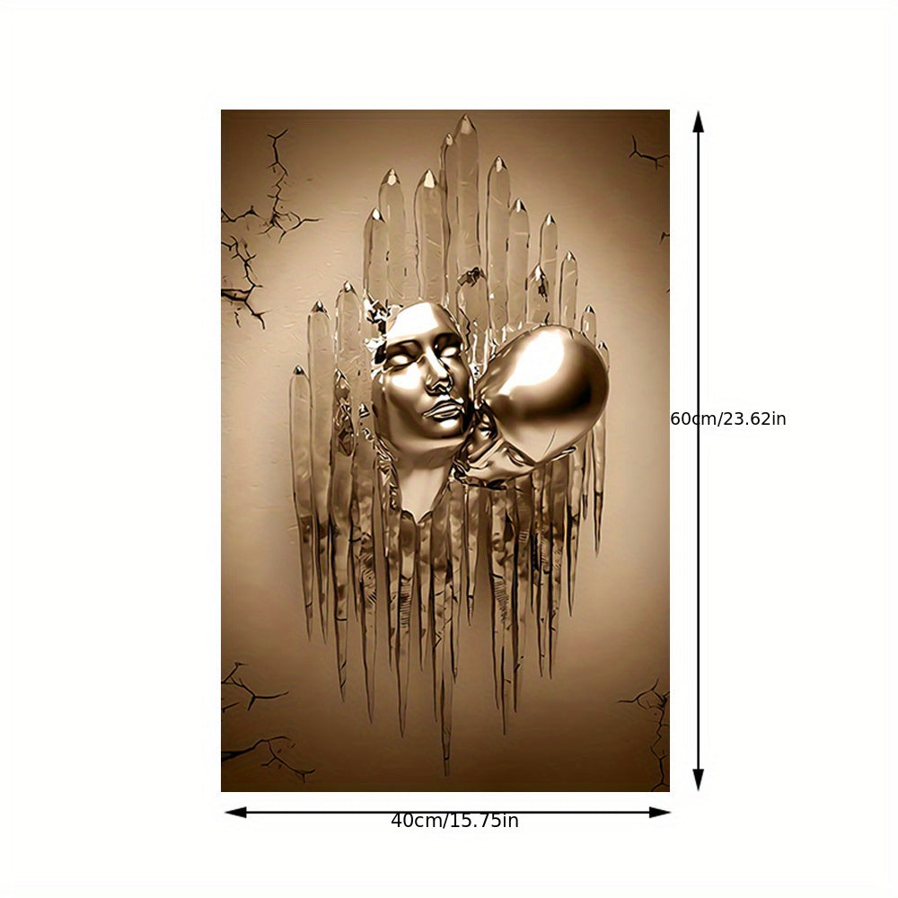Peinture abstraite sur toile représentant un couple amoureux s'embrassant et s'embrassant - Décoration murale pour salle de bain, chambre, bureau, salon, maison - Sans cadre