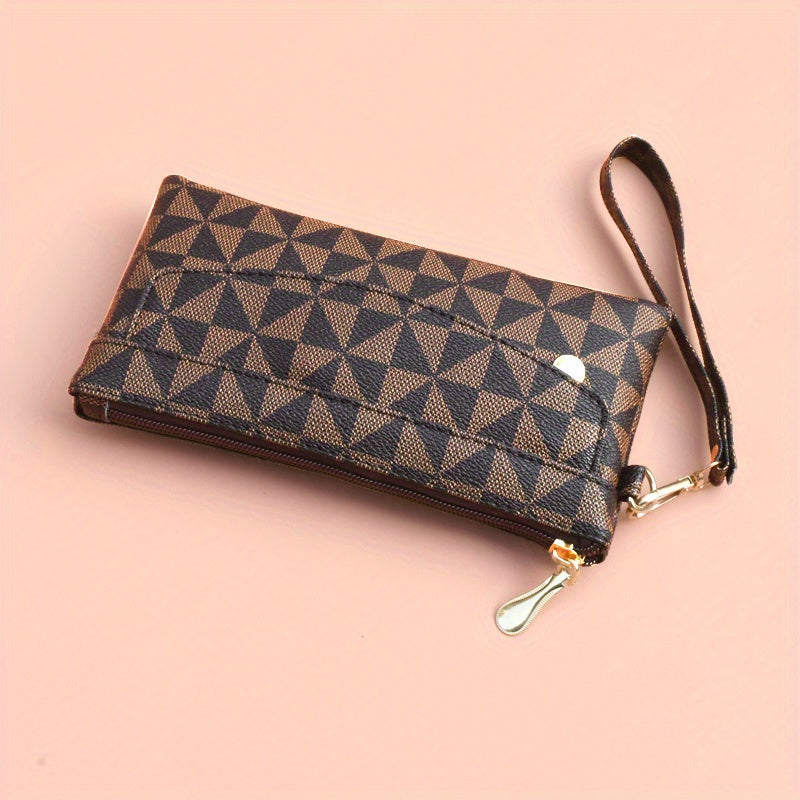 Fashion-Forward Geometric Print Clutch Bag - Durable Faux Leather, Chic Square Purse with Wristlet for Women - Perfect Evening Accessory for Any Occasion