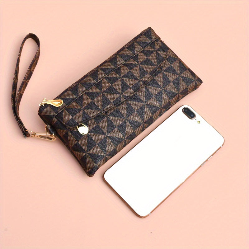 Fashion-Forward Geometric Print Clutch Bag - Durable Faux Leather, Chic Square Purse with Wristlet for Women - Perfect Evening Accessory for Any Occasion