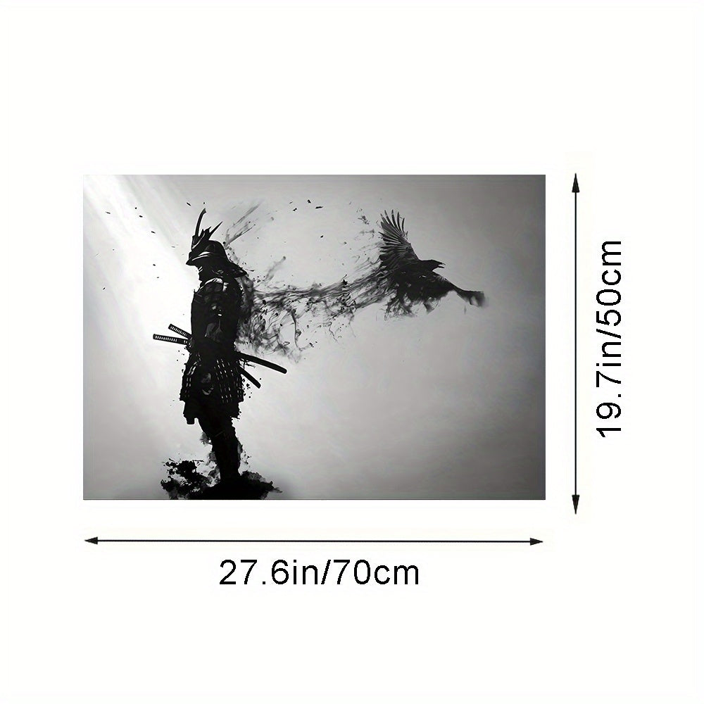 1pc Black And White Japanese Samurai Man Posters And Print, Wall Art Canvas Painting, Artwork For Living Room Cuadros Decor, No Frame