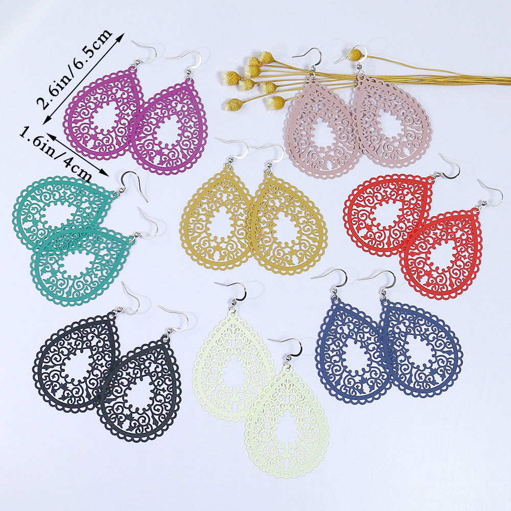 Enchanting Bohemian Dangle Earrings - Vibrant Waterdrop Shapes in Multicolor - Eye-Catching Party Fashion Ornaments for Women